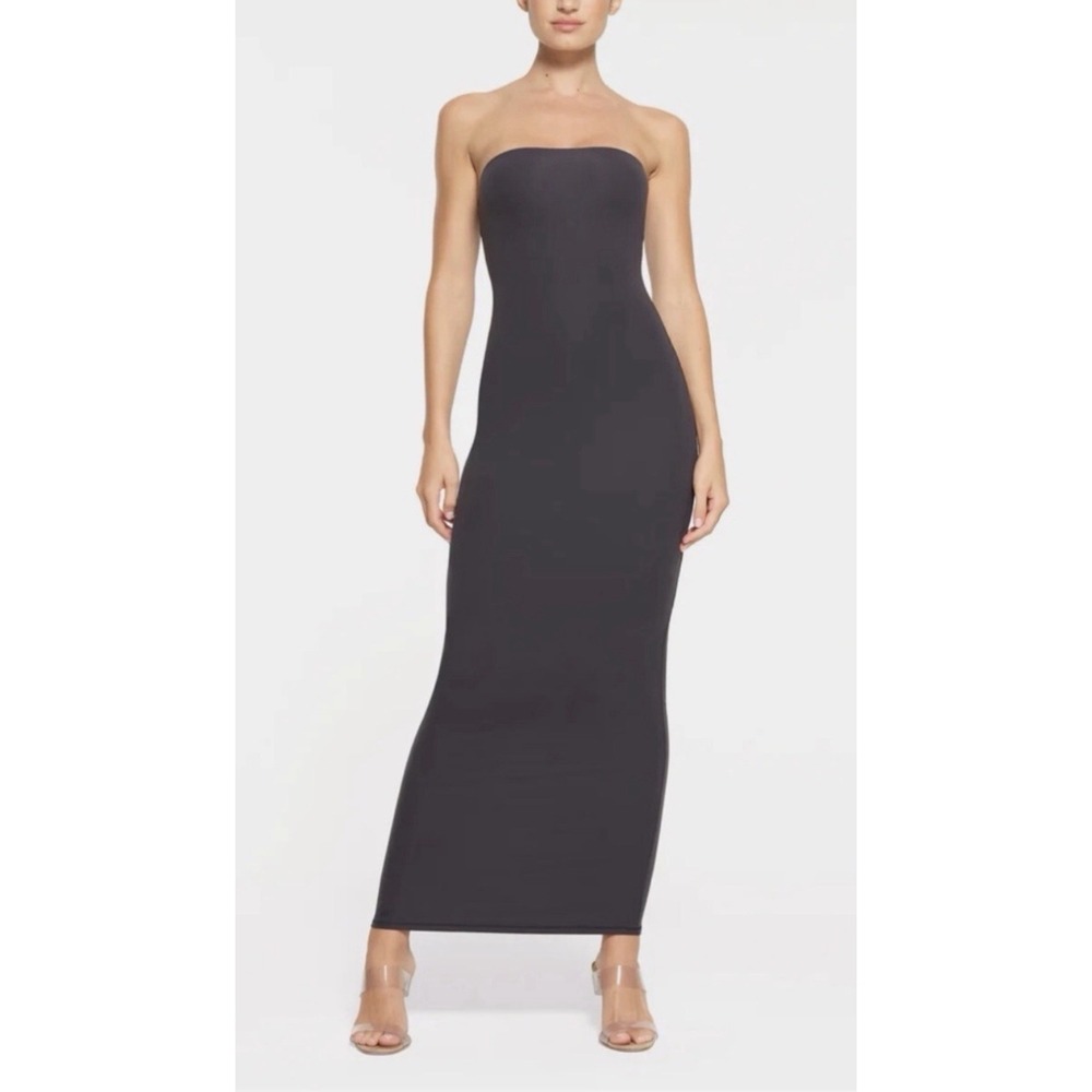 SKIMS Fits Everybody Tube Dress L Graphite Gray Maxi Bodycon Stretch Minimalist